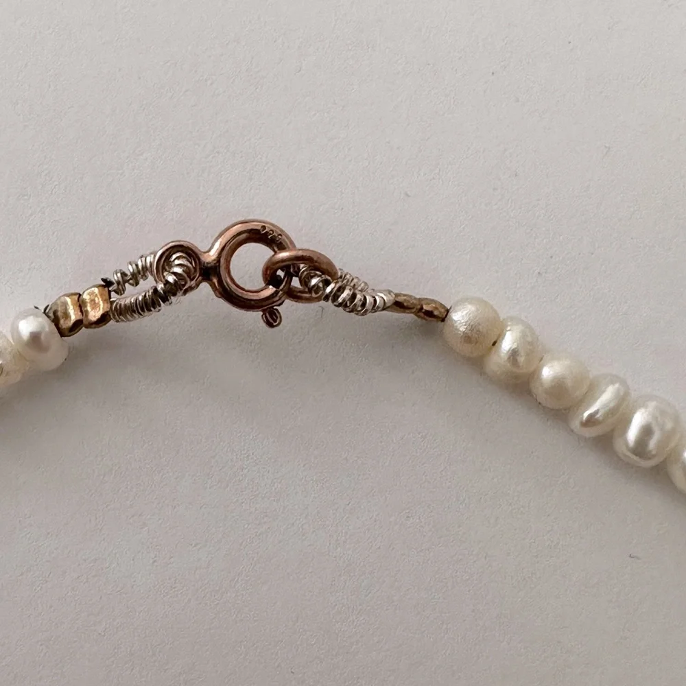 925 Silver pearl necklace with seashell 14k rose gold plated